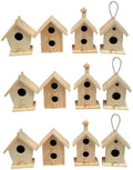 12 Pack of Wooden Bird Houses to Paint, Unfinished DIY Design Your Own Great for Crafts, Weddings, Bible Camp and More!