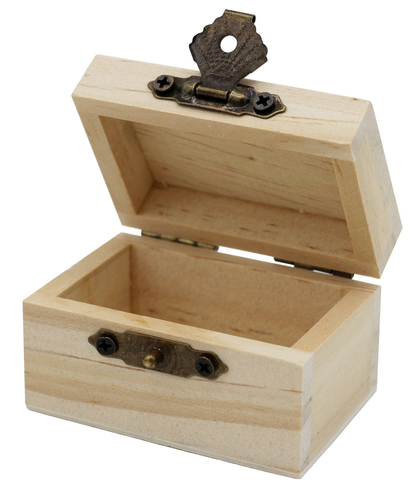 12-Pack Mini Wooden Treasure Boxes with Locking Clasp - Unfinished Wood - detail