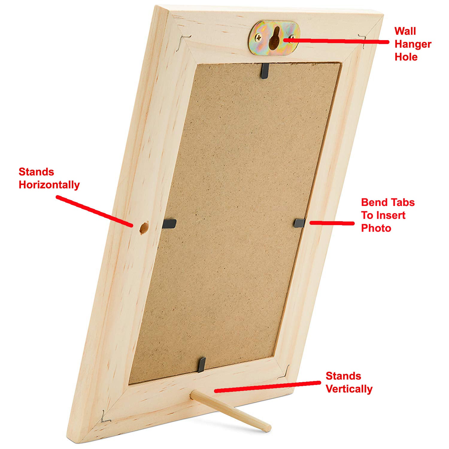 Pack of 6 - Unfinished Solid Pine Wood Picture Frames for Arts & Crafts, DIY - side view