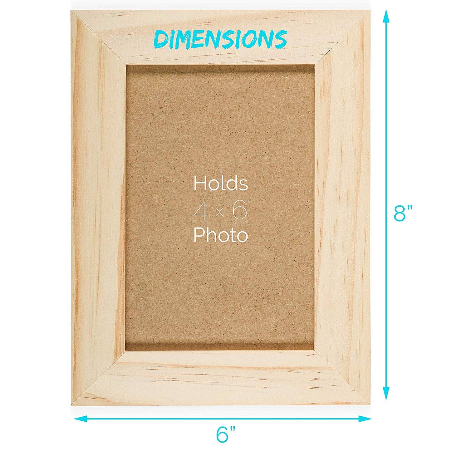 Pack of 6 - Unfinished Solid Pine Wood Picture Frames for Arts & Crafts, DIY - detail