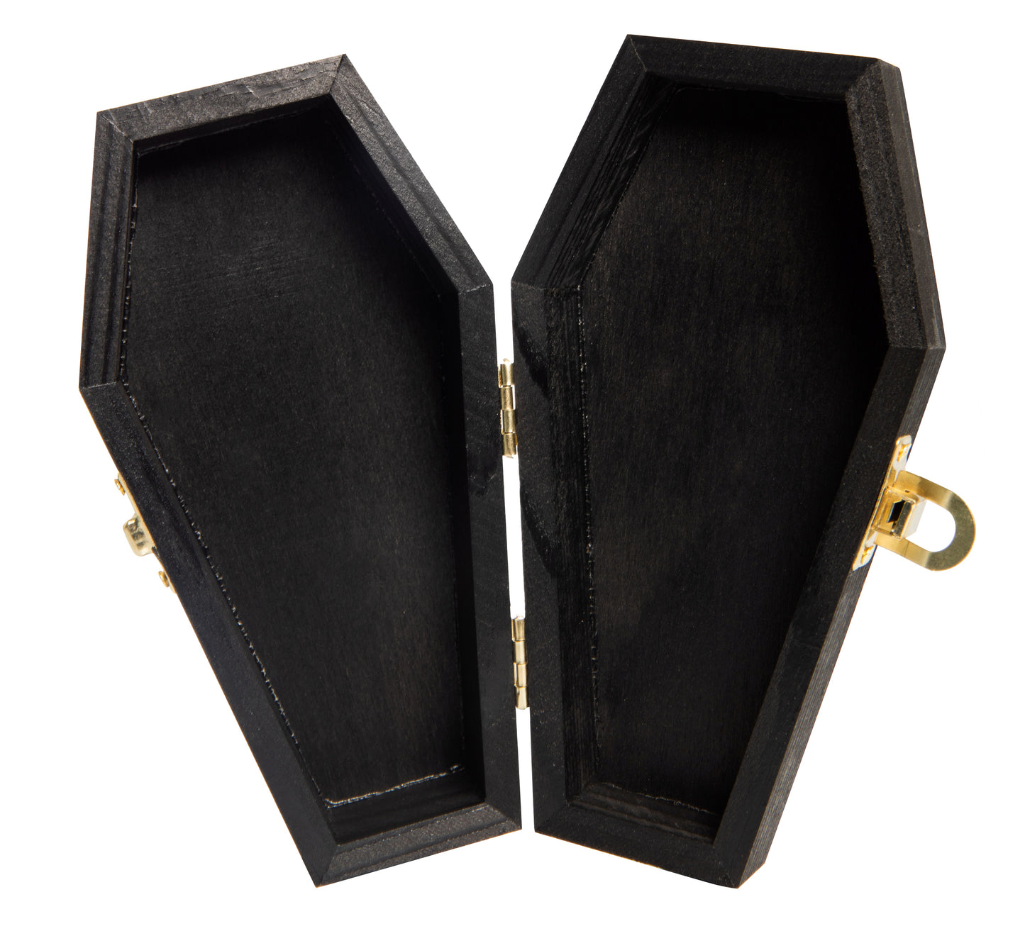 6" Black Painted Wood Coffins - Fillable Mini Casket for Halloween Parties, - close-up
