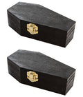 6" Black Painted Wood Coffins - Fillable Mini Casket for Halloween Parties, Goth Décor, Small Pet Burials, Trinket Storage | 2 Pack