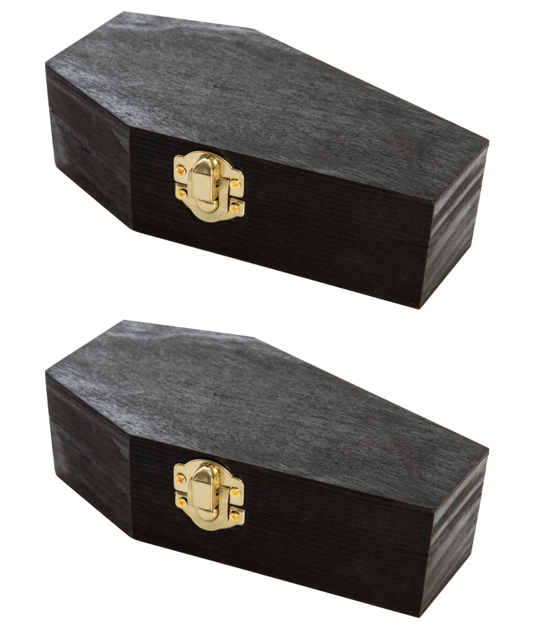 6" Black Painted Wood Coffins - Fillable Mini Casket for Halloween Parties,