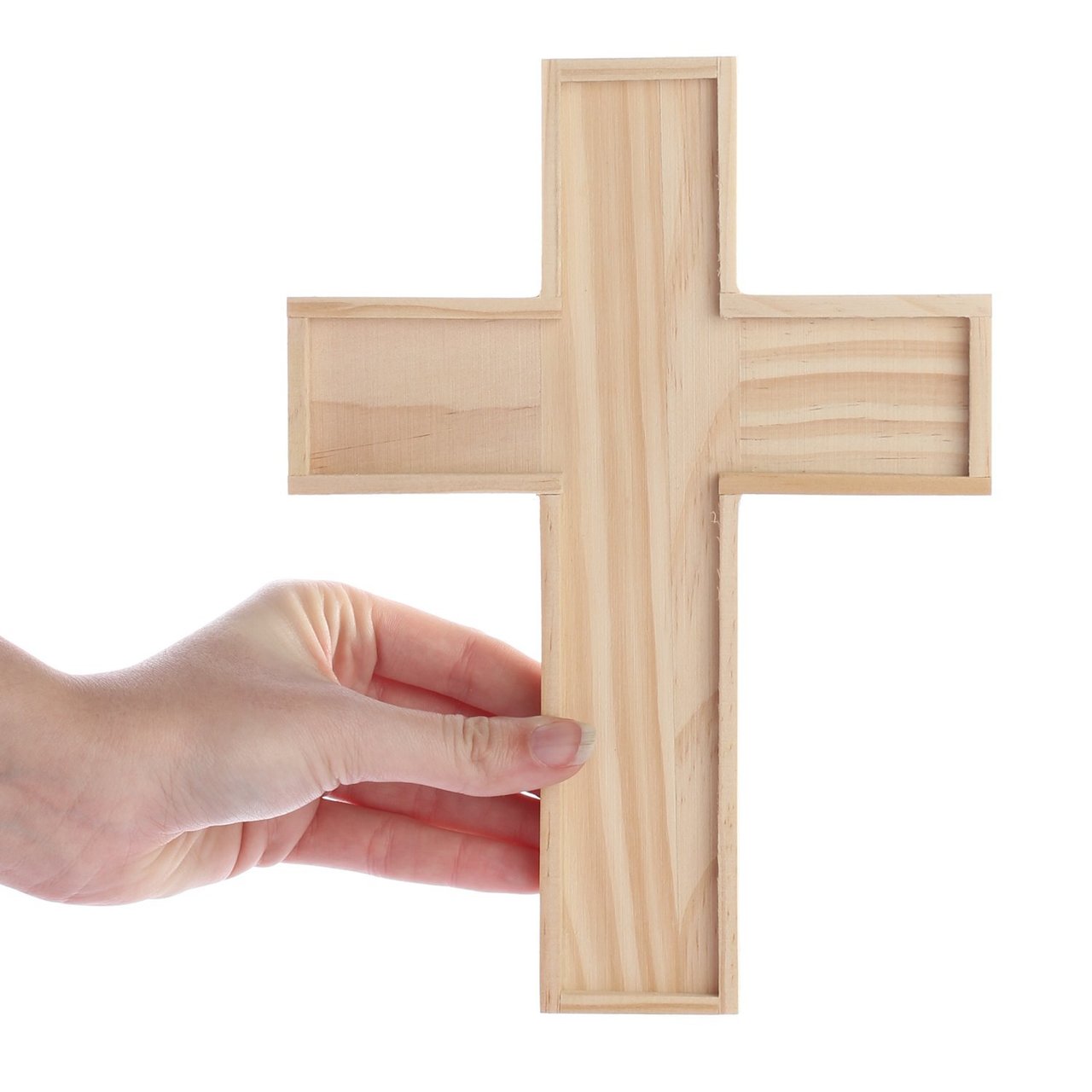 Unfinished Wooden Crosses for Painting and Crafting - 9" H x 6.5" W  - Bulk - detail