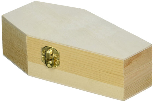 Small Unfinished Wood Funeral Coffin, 6 x 3 x 1.75 Inch Size, Fillable for - for halloween