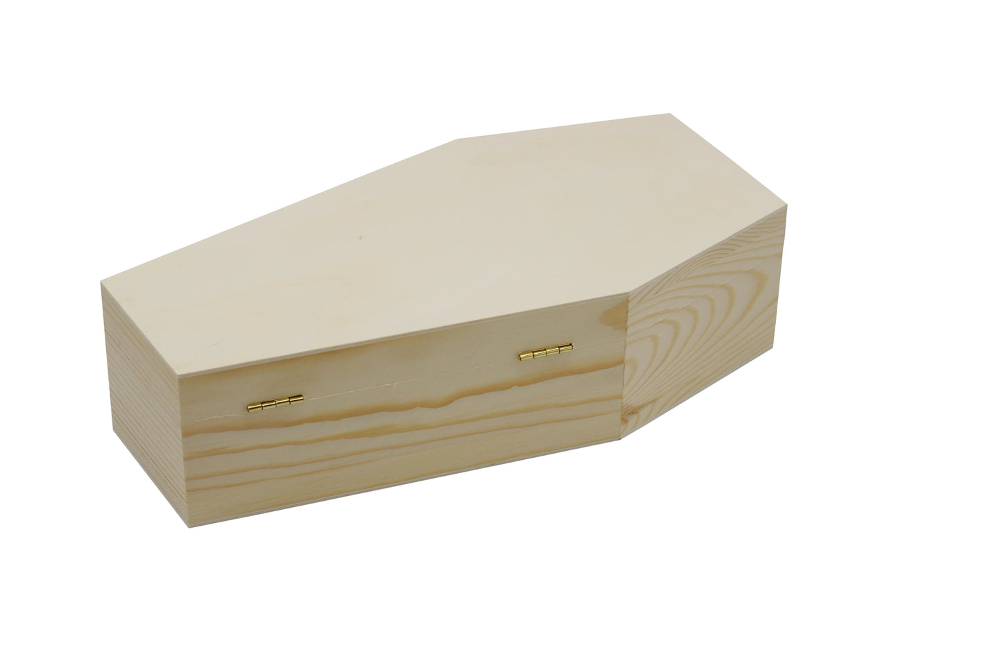 Large 12 Inch Halloween Coffin Box, Fillable Hinged Box for Halloween Décor, - side view