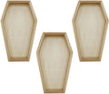 3 Pack of Unfinished Wood Coffin Trays – 8 Inch Coffin Shaped Serving Tray Box, Ready to Paint, Great for Candy, Keys, Candles - Perfect Halloween Craft for Kids