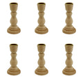 4 Inch Tall Unfinished Wooden Candlesticks with Metal Candle Holder Cup Center - Wholesale Pack of 6