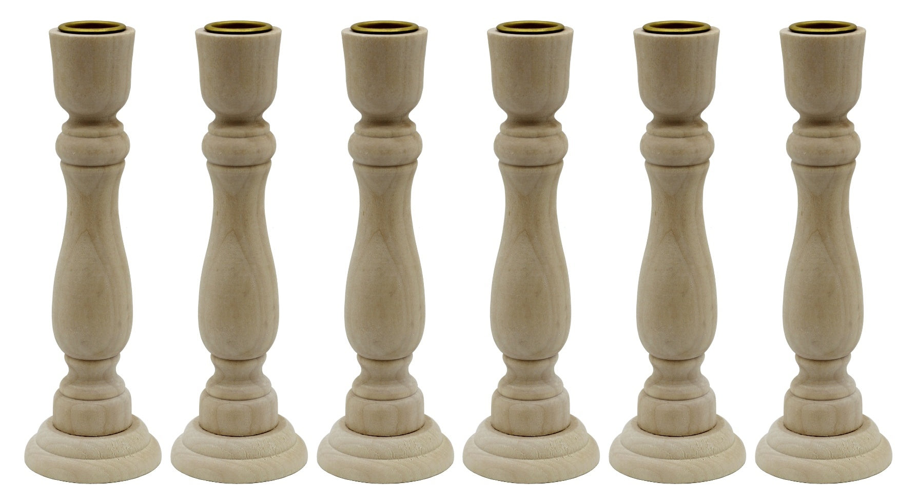 7 Inch Tall Unfinished Wooden Candlesticks with Metal Candle Holder Cup Center - glass, for craft
