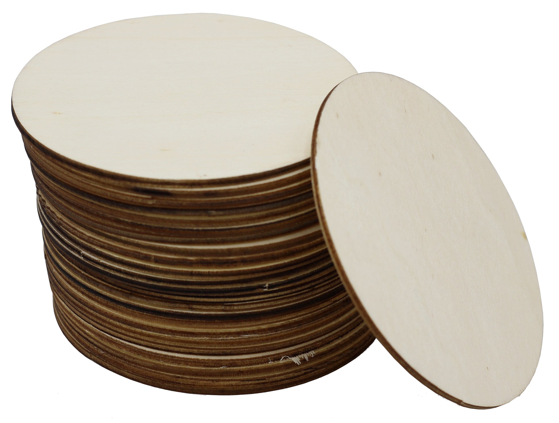24-Pack Unfinished 4 Inch Wood Circle Cutouts for Crafts, Wooden Coasters, DIY