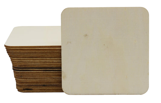 Creative Hobbies 24-Pack Unfinished 4 Inch Wood Square Cutouts for Crafts,