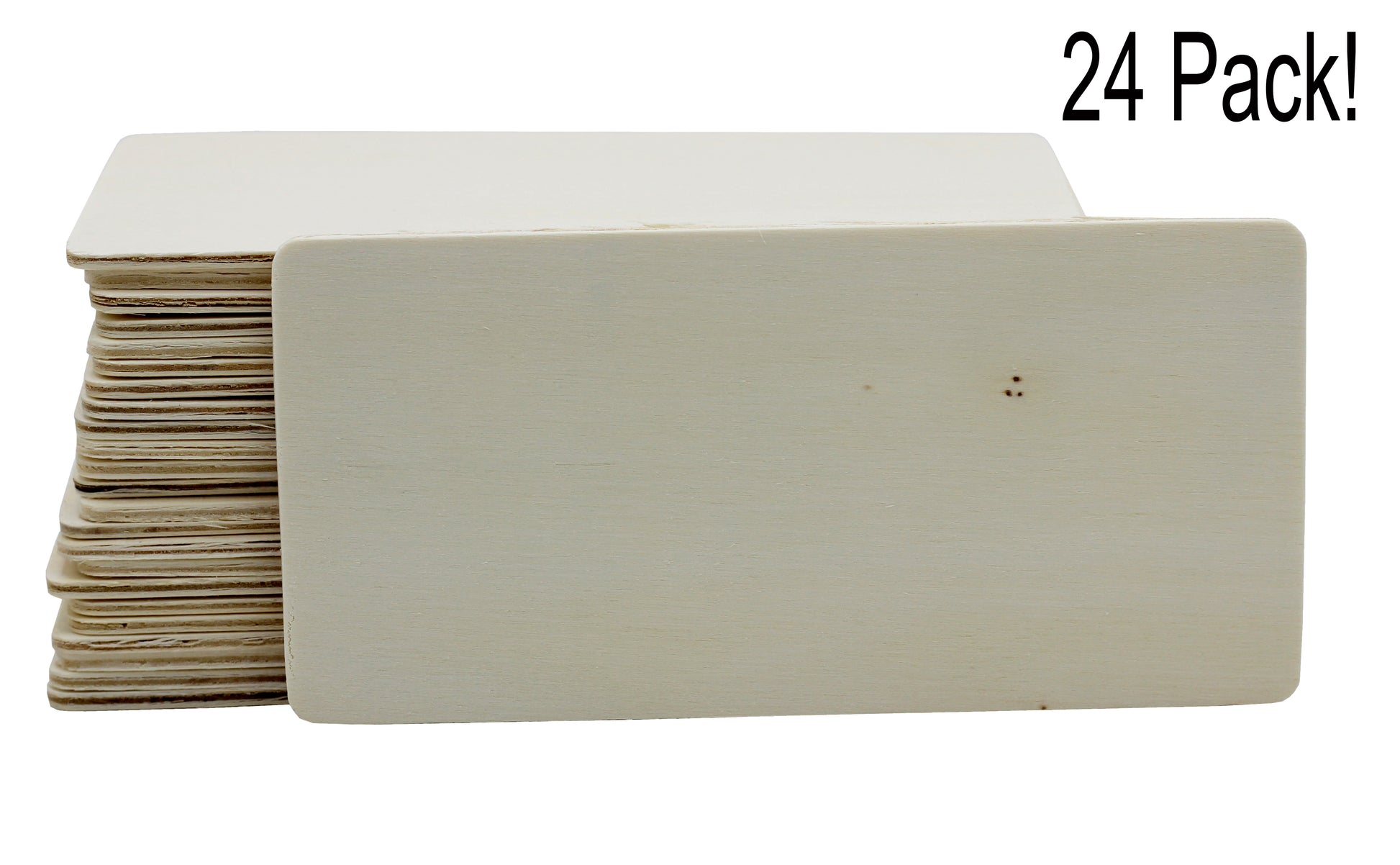 24 Pack - Wood Rectangle Shapes, Banners, Wood Natural Slices Wooden Cutouts - close-up