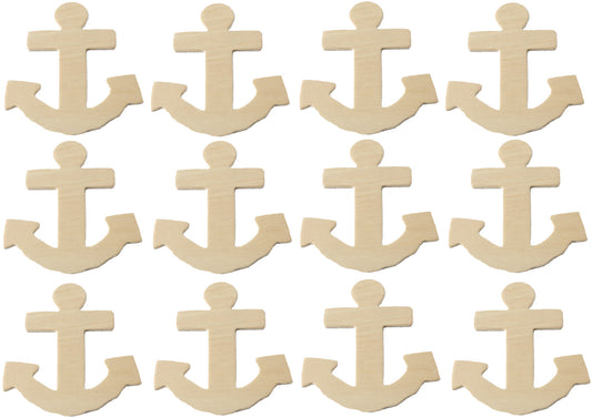 Package of 24 Unfinished Wood Anchor Cutouts for Painting and Crafting