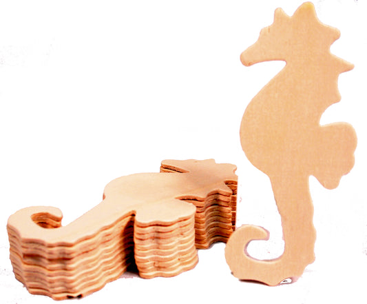 Unfinished Wood Seahorse Cutout Shapes, 5 Inch Tall, Ready to Paint or - for craft