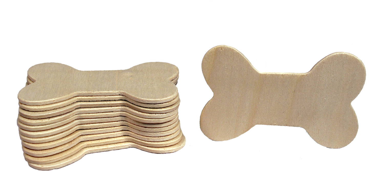12-Pack of Unfinished Wood Dog Bone Cutouts for Painting and Crafting