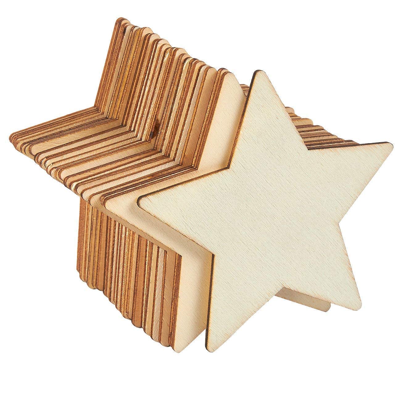 24 Unfinished Wood Cutouts - 3" Star - Ready to Paint!  Perfect for camps! - side view