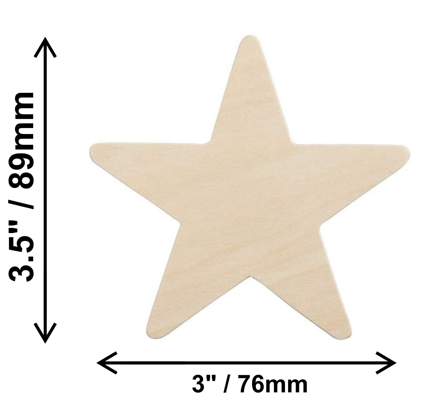 24 Unfinished Wood Cutouts - 3" Star - Ready to Paint!  Perfect for camps! - close-up