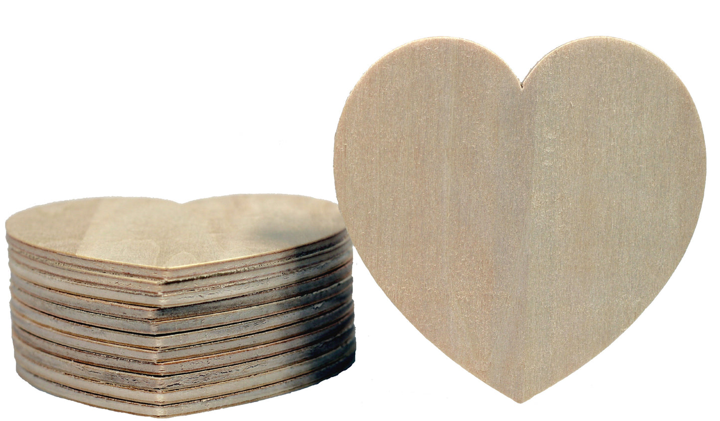 24 Unfinished Wood Cutouts - 3.5" Heart - Ready to Paint!  Great Kid's Project! - for craft