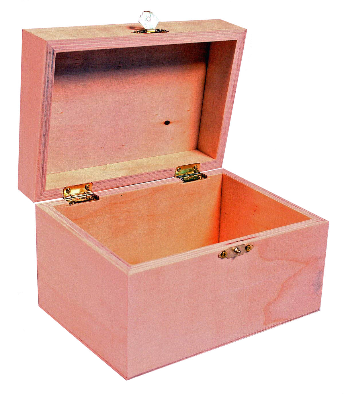 Unfinished Wooden Recipe Box with Hinged Lid and Front Clasp - 6.75"x4.5"x4.25" - detail