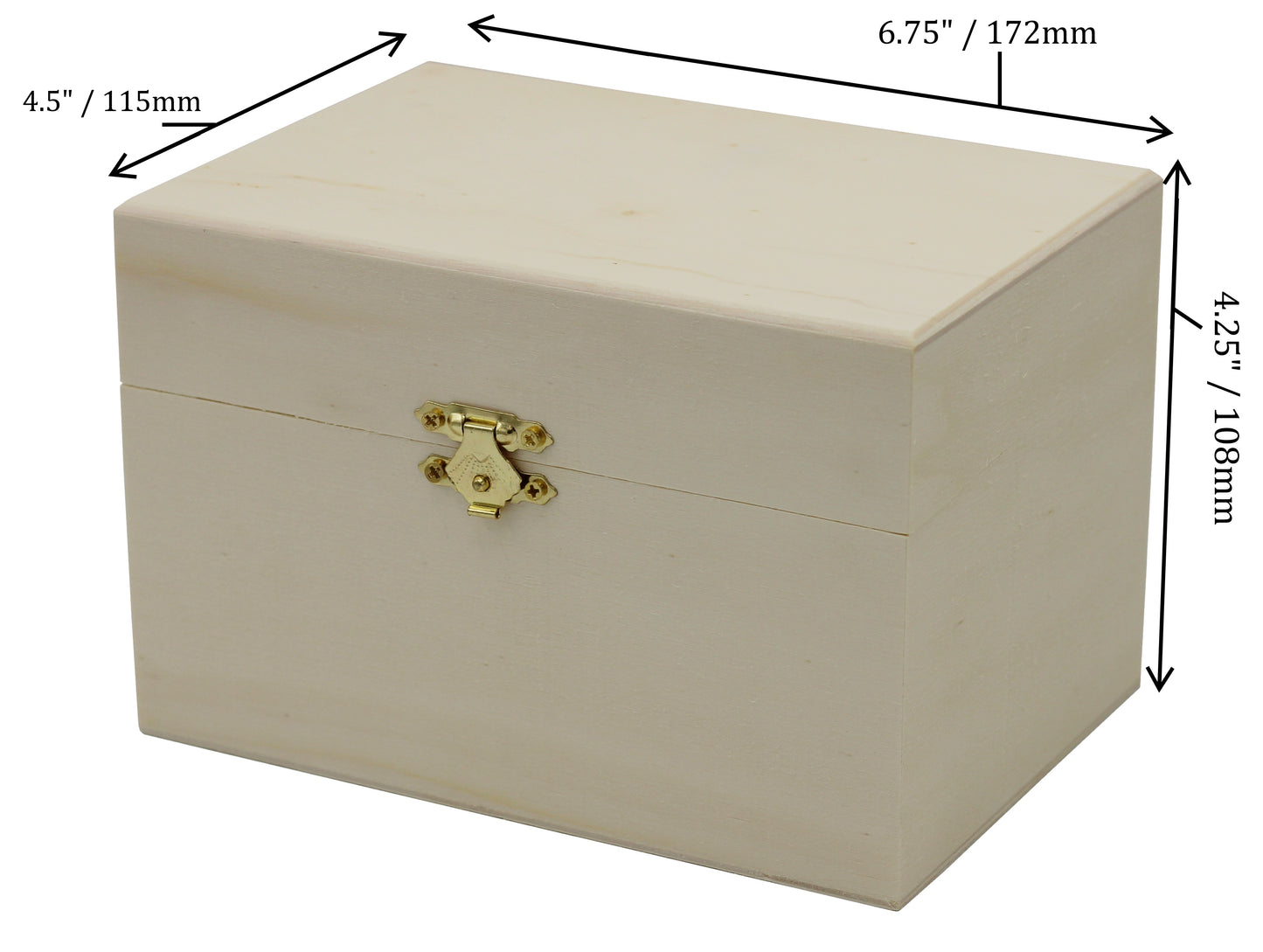 Unfinished Wooden Recipe Box with Hinged Lid and Front Clasp - 6.75"x4.5"x4.25" - close-up