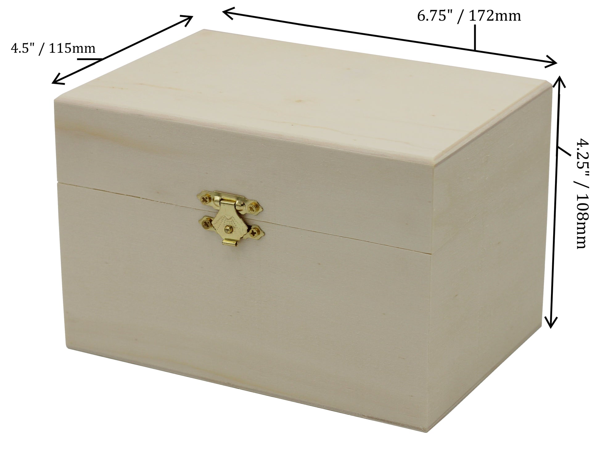 Unfinished Wooden Recipe Box with Hinged Lid and Front Clasp - 6.75"x4.5"x4.25" - close-up