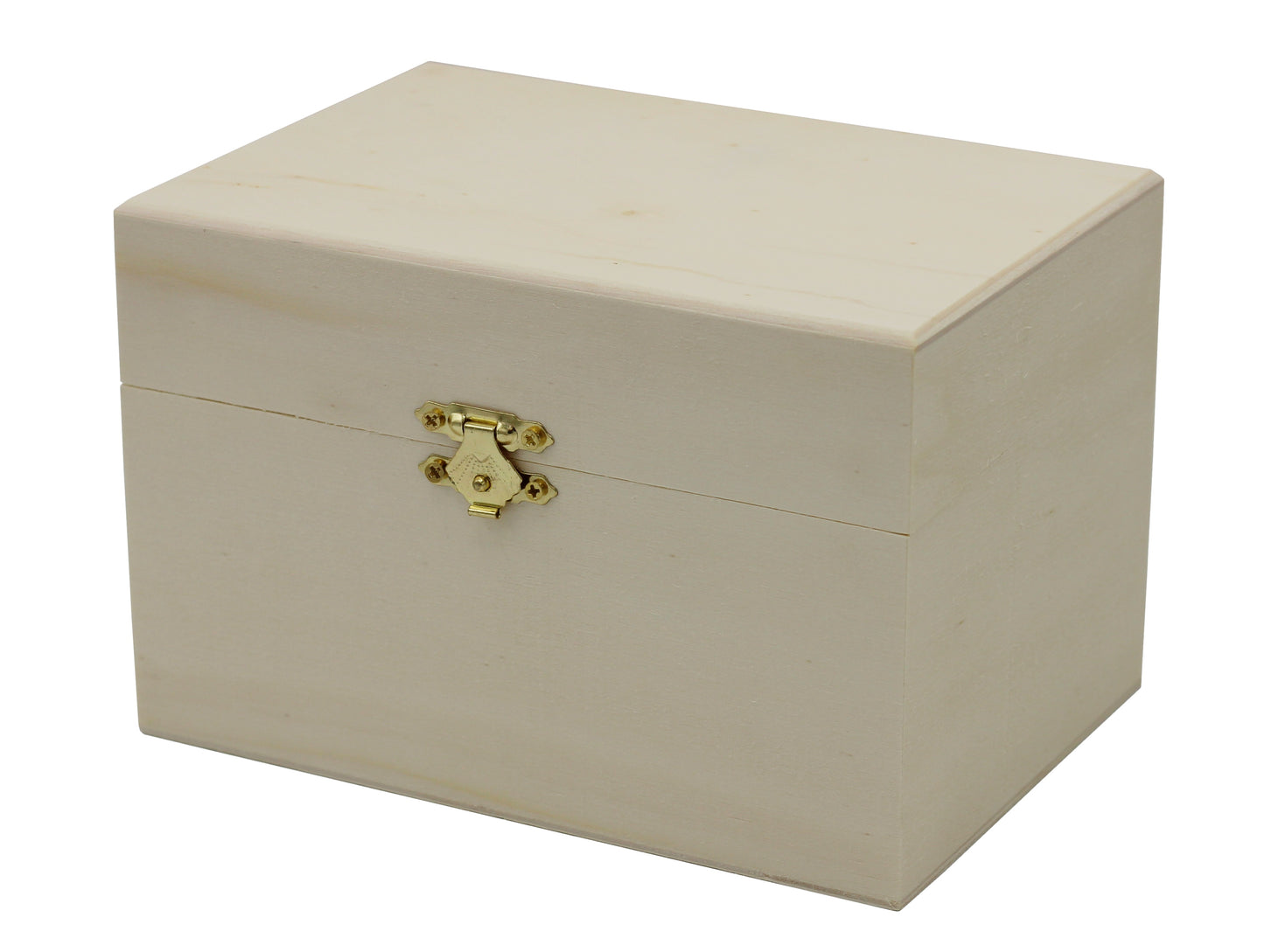 Unfinished Wooden Recipe Box with Hinged Lid and Front Clasp - 6.75"x4.5"x4.25" - metal, for craft