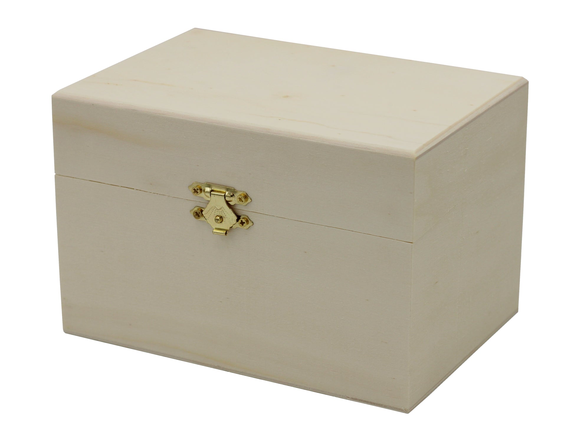 Unfinished Wooden Recipe Box with Hinged Lid and Front Clasp - 6.75"x4.5"x4.25" - metal, for craft