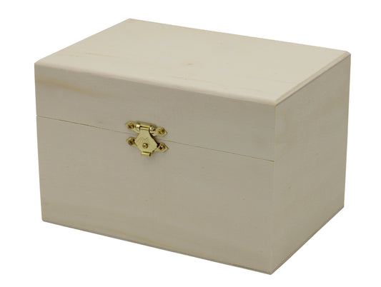 Unfinished Wooden Recipe Box with Hinged Lid and Front Clasp - 6.75"x4.5"x4.25" - metal, for craft