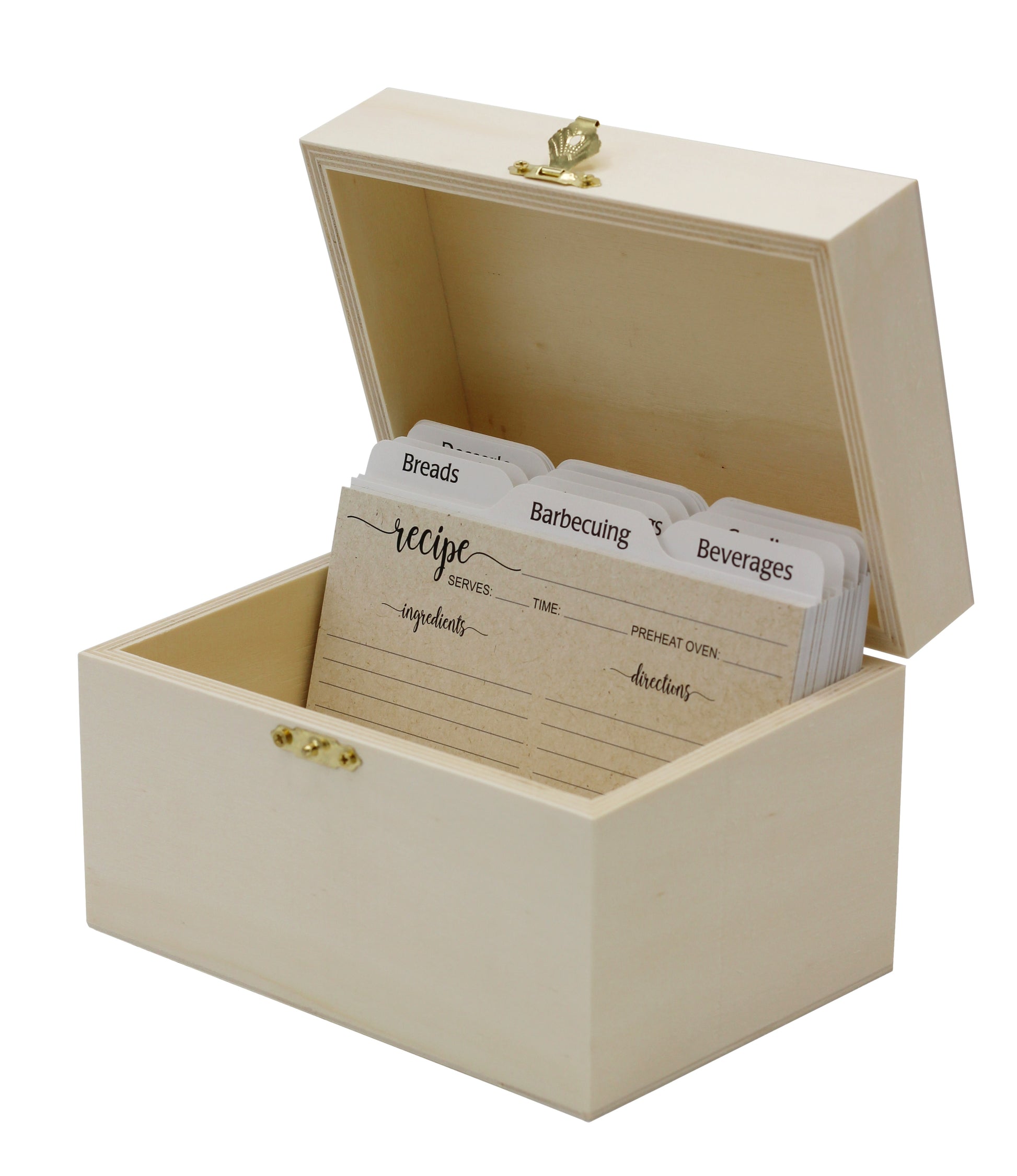 Unfinished Wooden Recipe Box with Hinged Lid and Front Clasp - 6.75"x4.5"x4.25" - view 6