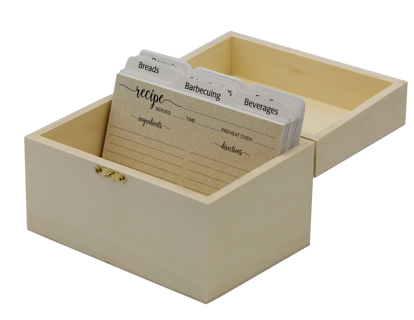 Unfinished Wooden Recipe Box with Hinged Lid and Front Clasp - 6.75"x4.5"x4.25" - side view
