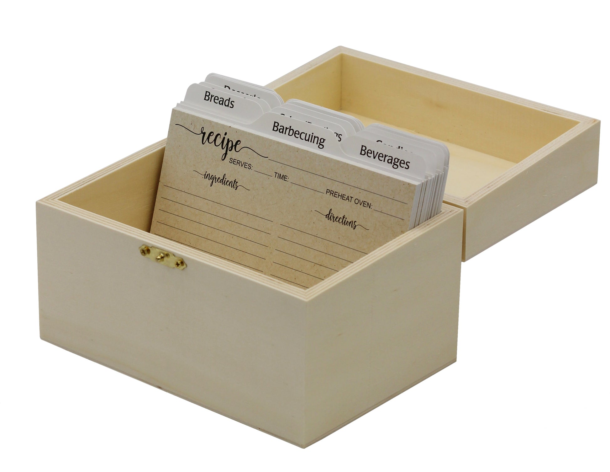 Unfinished Wooden Recipe Box with Hinged Lid and Front Clasp - 6.75"x4.5"x4.25" - side view