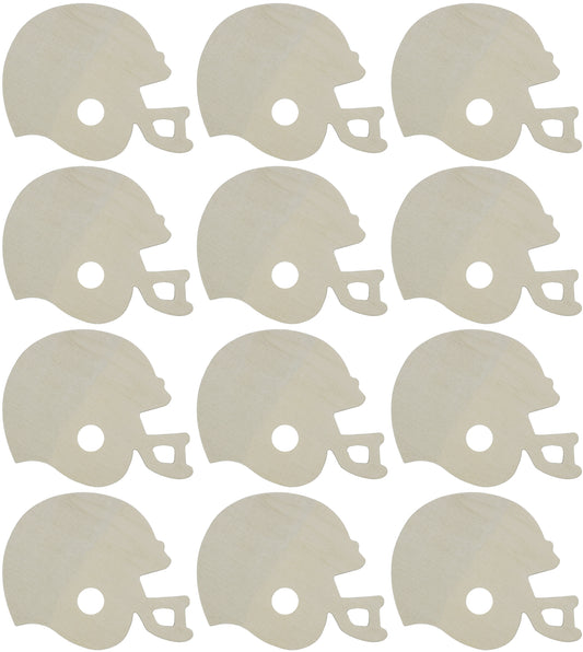 4 Inch Unfinished Wooden Football Helmet Shapes, Pack of 12, Ready to Paint or - for craft