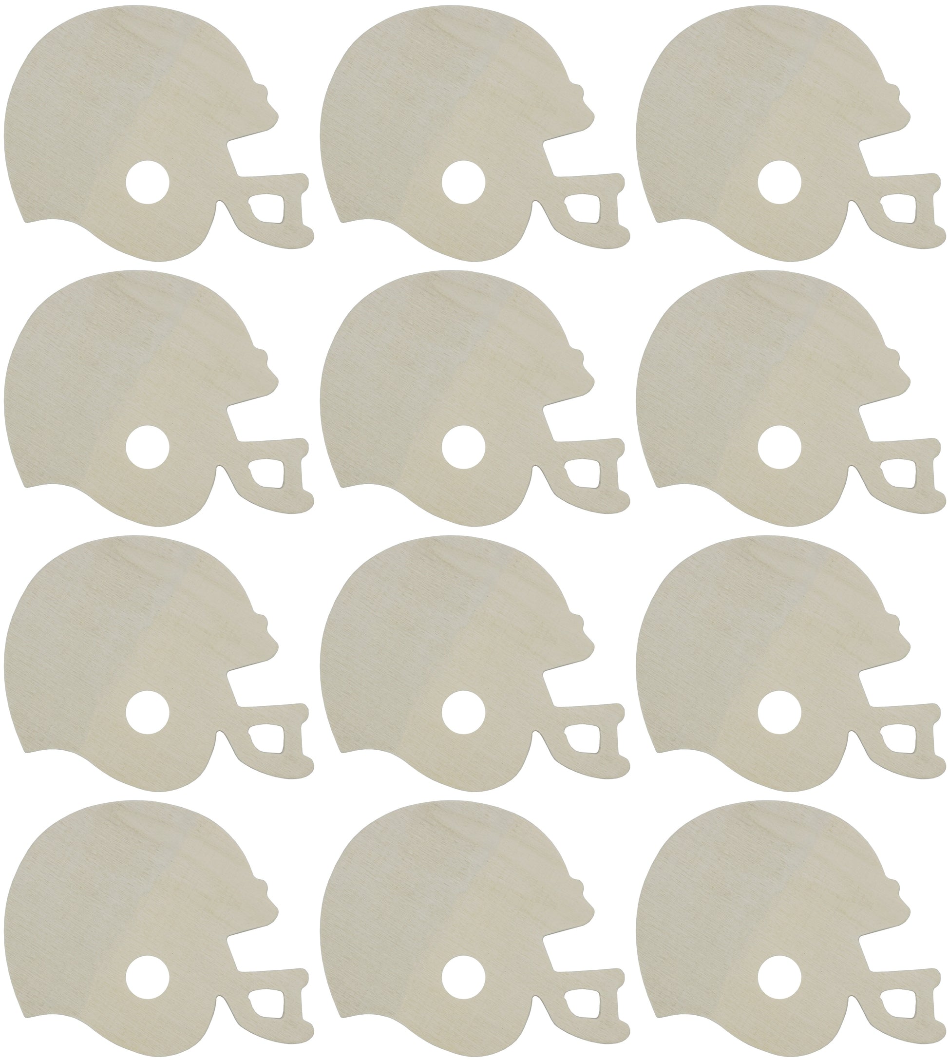 4 Inch Unfinished Wooden Football Helmet Shapes, Pack of 100, Ready to Paint or - side view