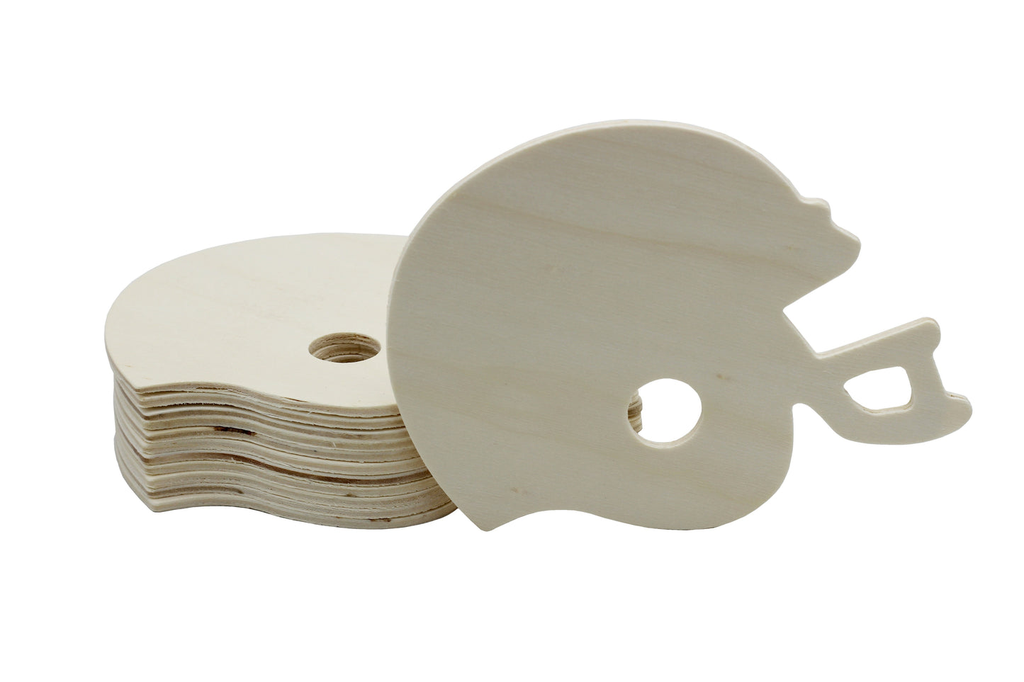 4 Inch Unfinished Wooden Football Helmet Shapes, Pack of 12, Ready to Paint or - close-up