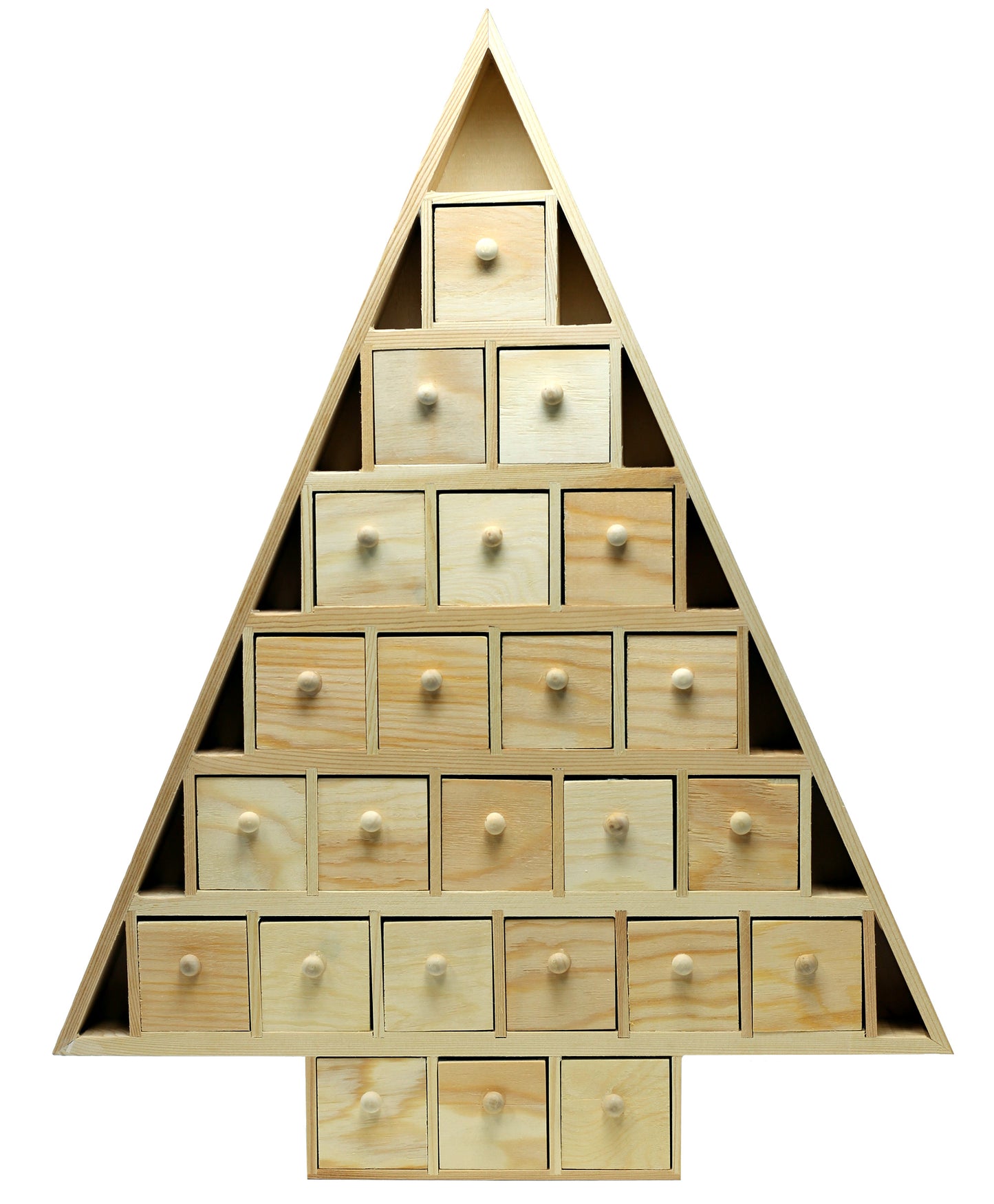 20 Inch Tall Christmas Tree Shaped Advent Calendar - Pre Assembled with 24 - wood