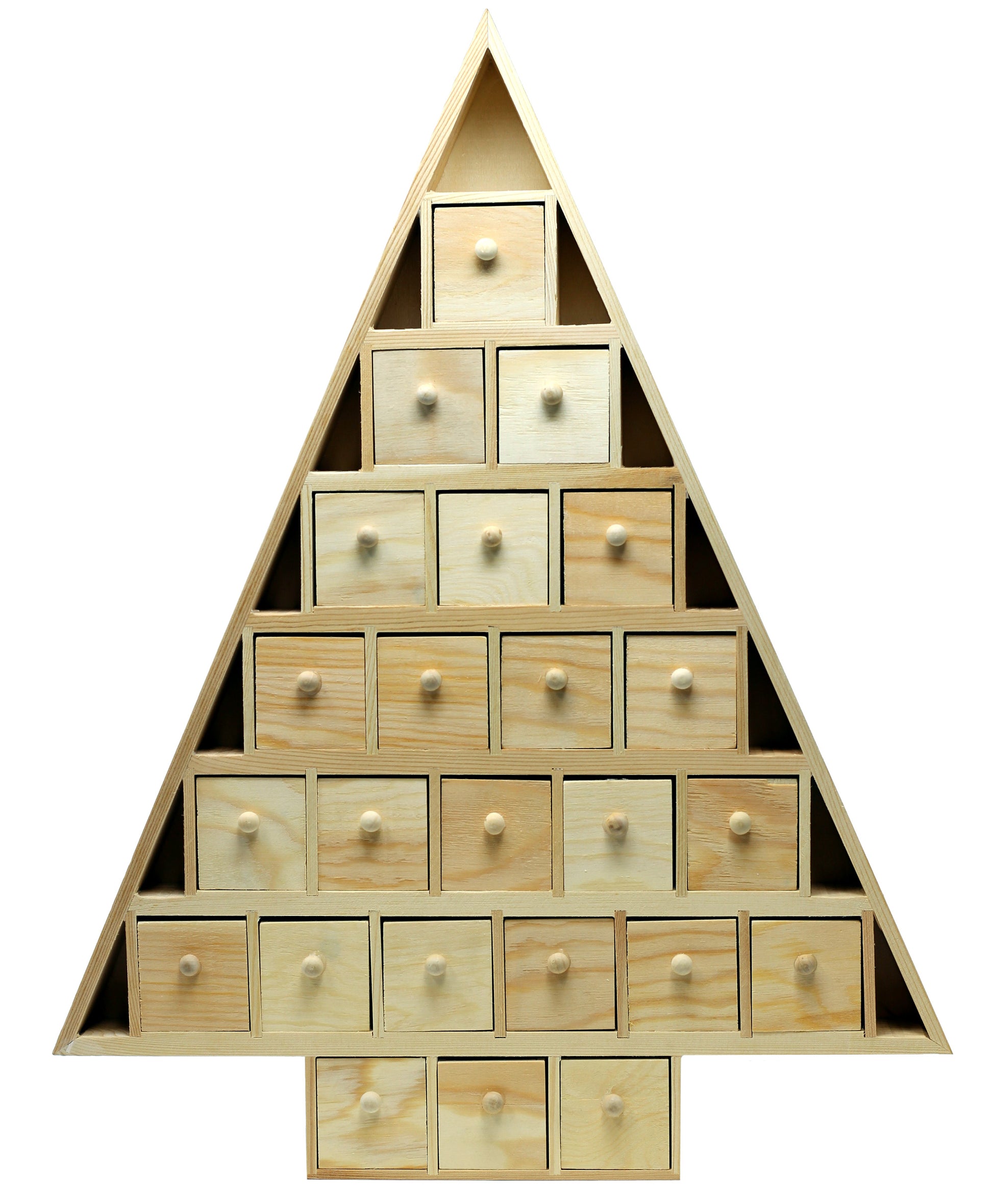20 Inch Tall Christmas Tree Shaped Advent Calendar - Pre Assembled with 24 - wood