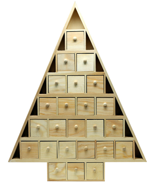 20 Inch Tall Christmas Tree Shaped Advent Calendar - Pre Assembled with 24 - wood