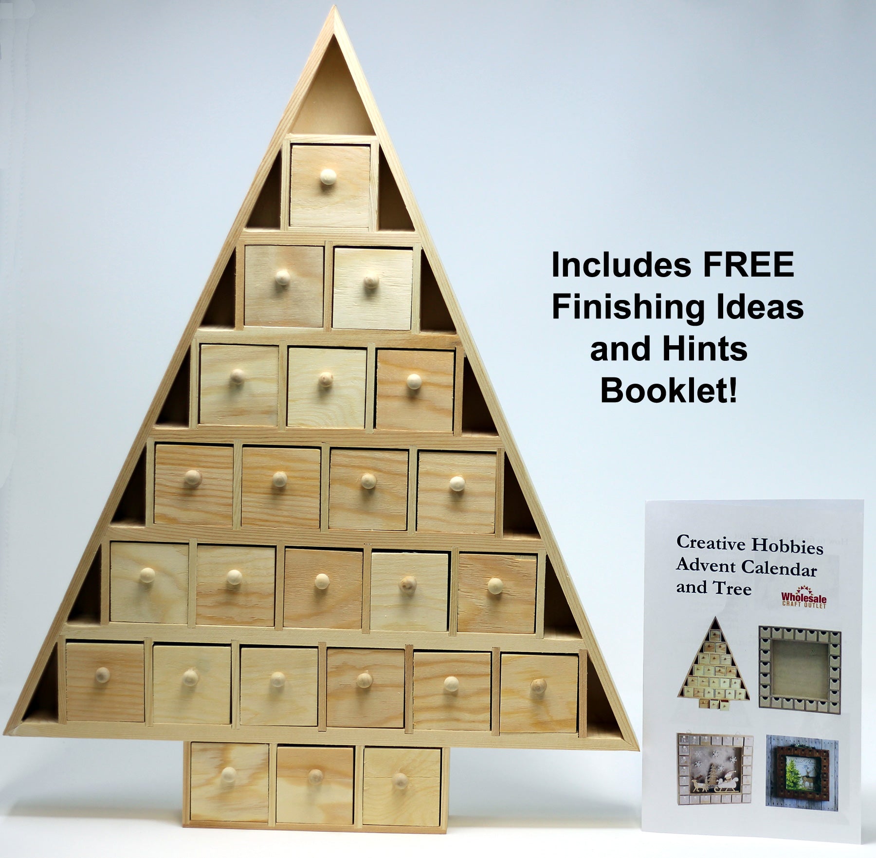 20 Inch Tall Christmas Tree Shaped Advent Calendar - Pre Assembled with 24 - side view