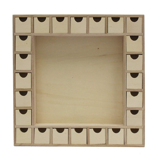 13 Inch Christmas Advent Calendar Shadow Box - Pre Assembled with Removable - wooden, for diy