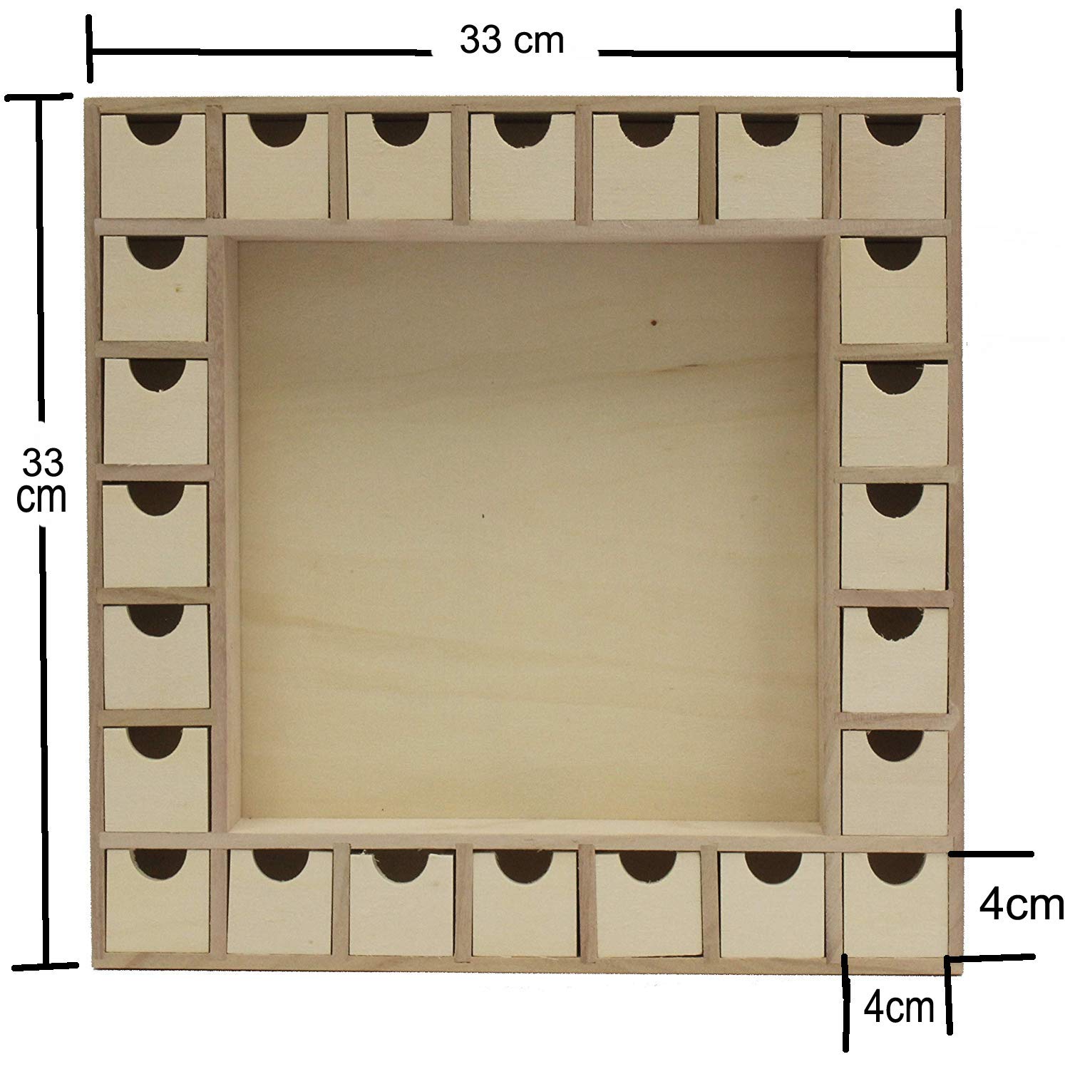 13 Inch Christmas Advent Calendar Shadow Box - Pre Assembled with Removable - side view