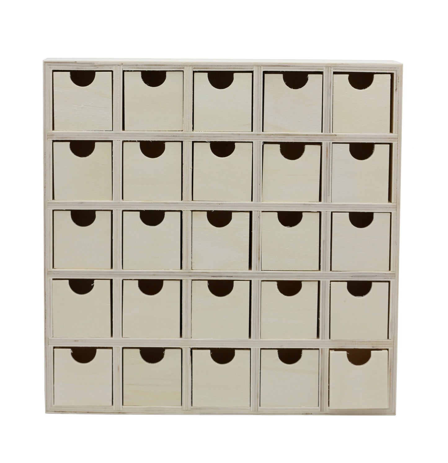 25 Drawer Wooden Advent Calendar, DIY Unfinished Storage Box, Ready to - side view