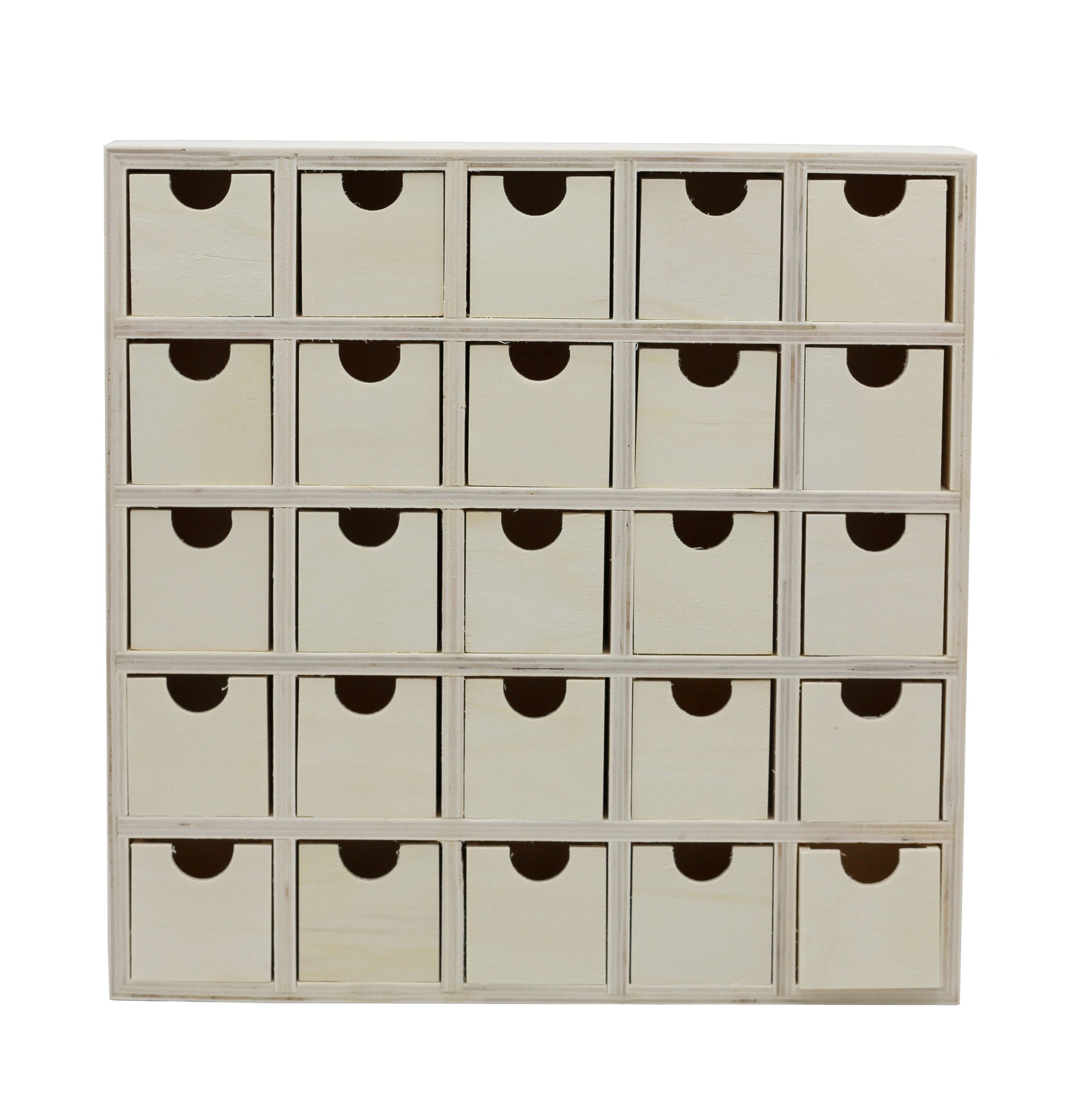 25 Drawer Wooden Advent Calendar, DIY Unfinished Storage Box, Ready to - side view