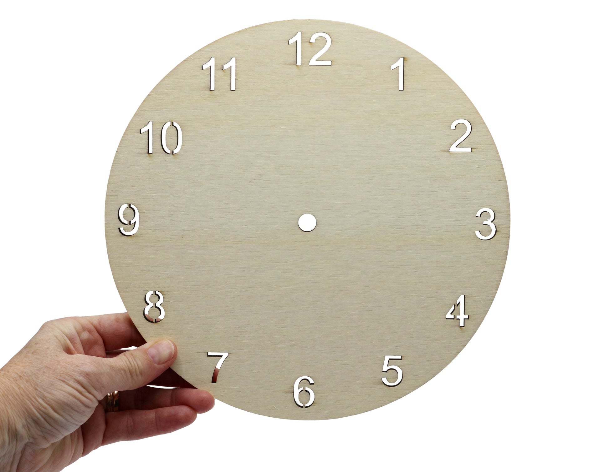 Clock Face for Crafts, DIY Unfinished Wood Clock Face Blank, 9" Round with - side view