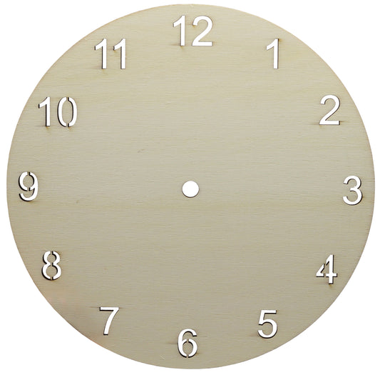 Clock Face for Crafts, DIY Unfinished Wood Clock Face Blank, 9" Round with