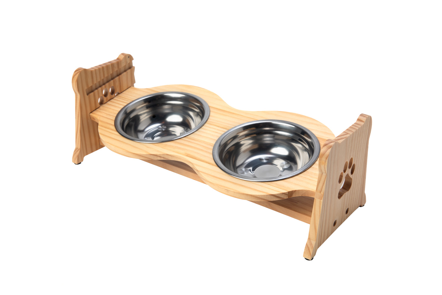 Raised Pet Bowls for Cats and Dogs with 2 Stainless Steel Bowls – Bamboo - detail