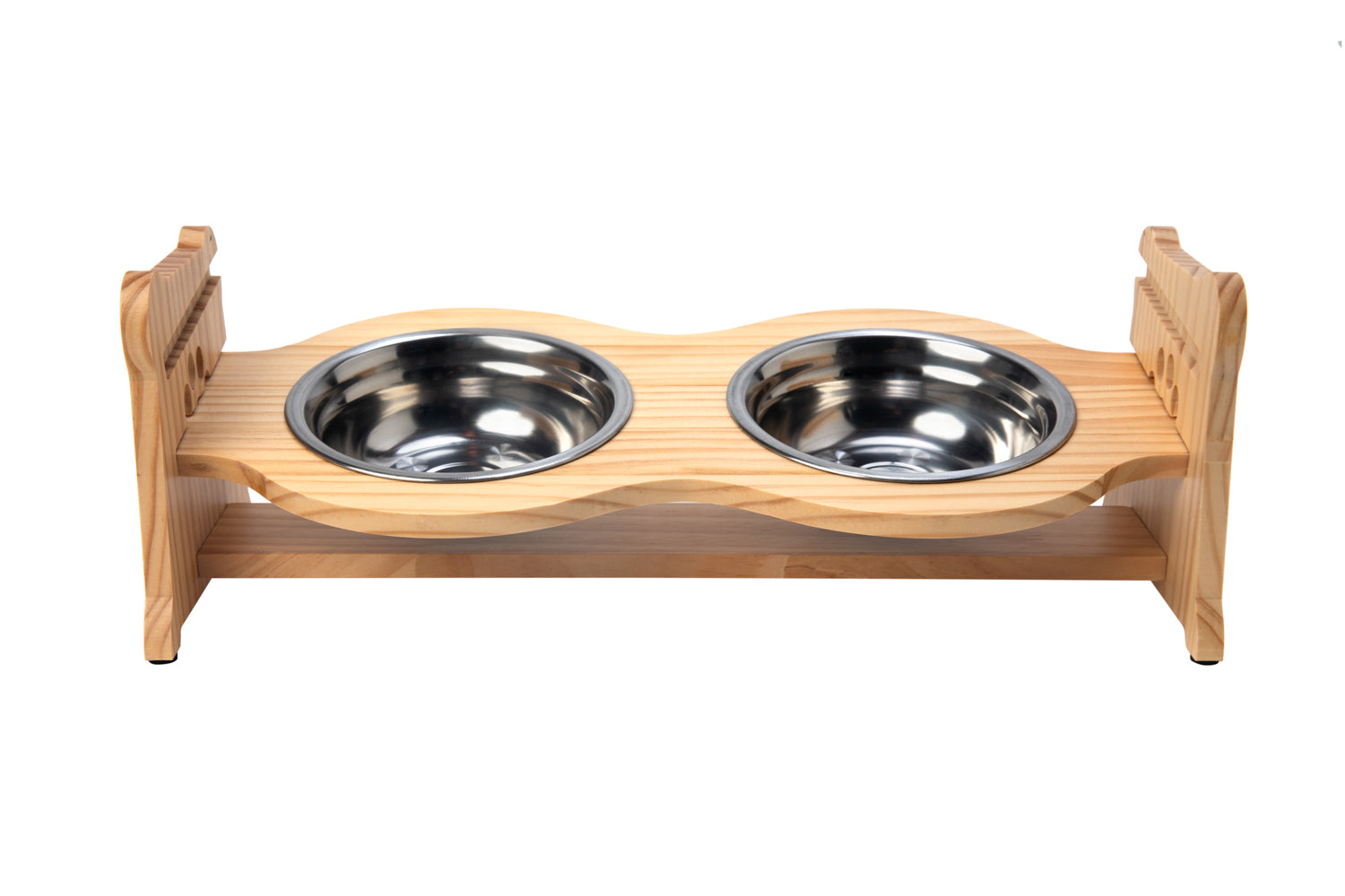Raised Pet Bowls for Cats and Dogs with 2 Stainless Steel Bowls – Bamboo - view 5
