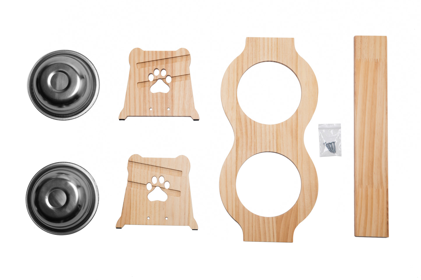 Raised Pet Bowls for Cats and Dogs with 2 Stainless Steel Bowls – Bamboo - close-up