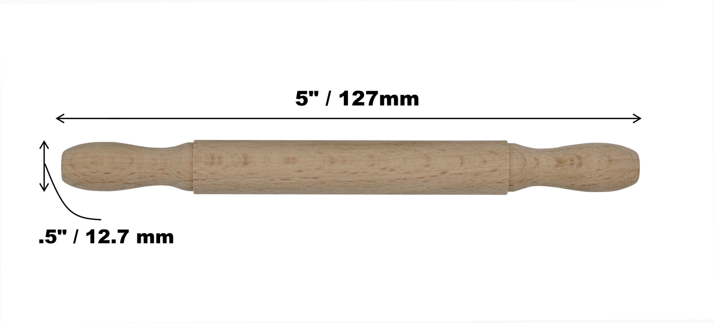 Mini Wooden Rolling Pin, Perfect for Clay, Playdoh, Kids Crafts, Pizza Parties - side view