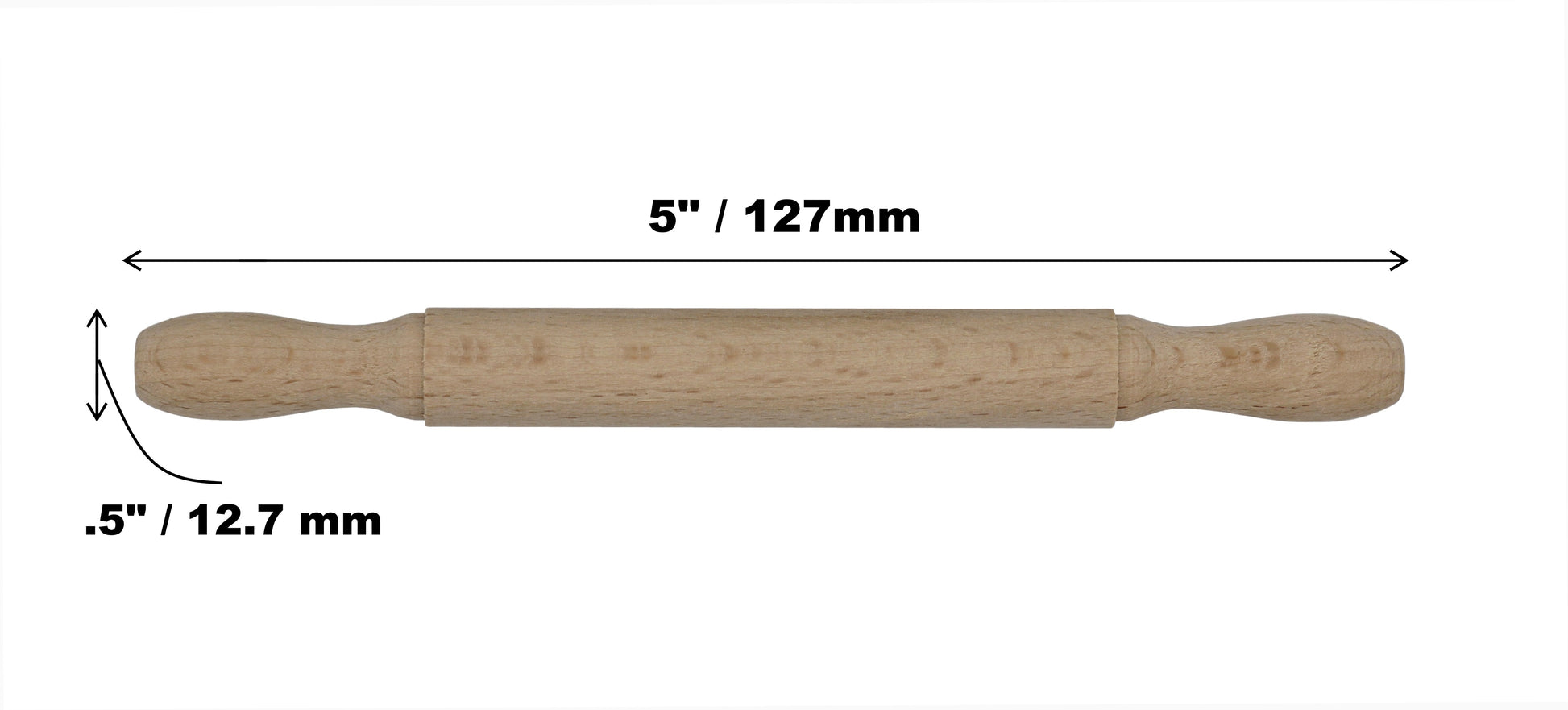 Mini Wooden Rolling Pin, Perfect for Clay, Playdoh, Kids Crafts, Pizza Parties - side view