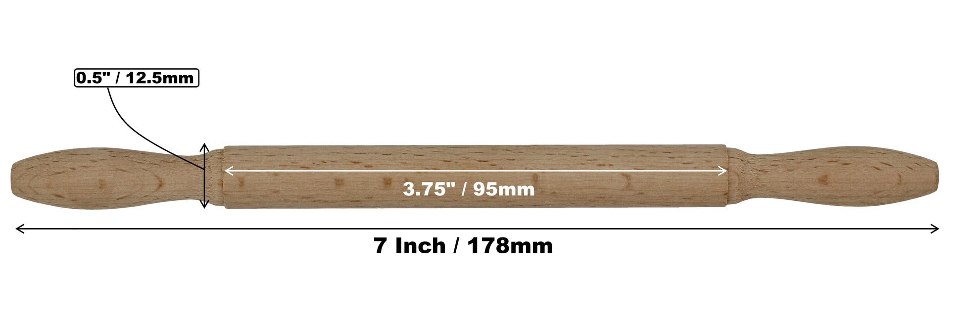 Mini Wooden Rolling Pin, Perfect for Clay, Playdoh, Kids Crafts, Pizza Parties - detail